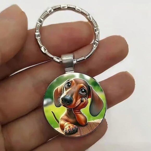 Stainless Steel DACHSHUND Dog Keyring Keychain Accessory - Picture 3 of 3